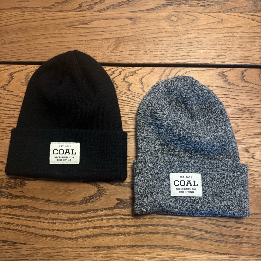 Coal Beanies - one tall one regular
